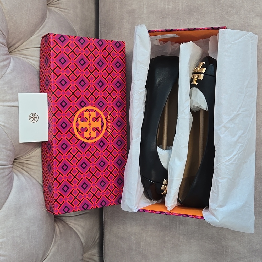 Tory Burch Everly Ballet Flats, Black Nappa Leather/Patent Leather, Size 5.5 - Picture 11 of 11